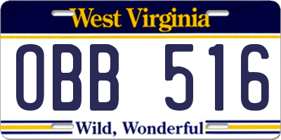 WV license plate OBB516