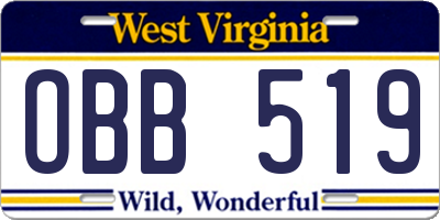 WV license plate OBB519
