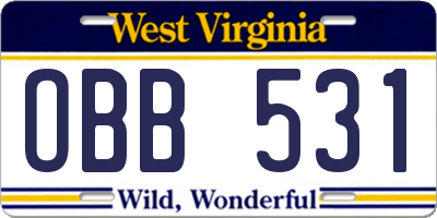 WV license plate OBB531