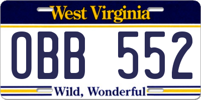 WV license plate OBB552
