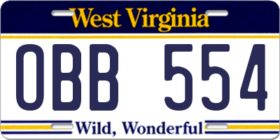 WV license plate OBB554
