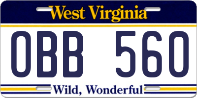 WV license plate OBB560