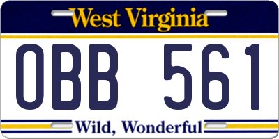 WV license plate OBB561
