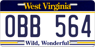 WV license plate OBB564