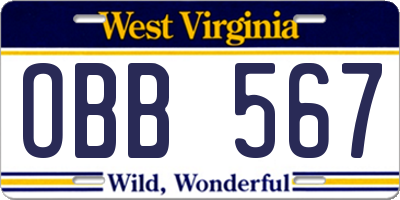 WV license plate OBB567