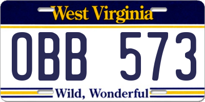WV license plate OBB573