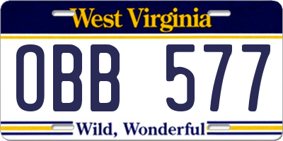 WV license plate OBB577