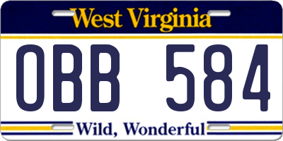 WV license plate OBB584