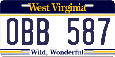 WV license plate OBB587