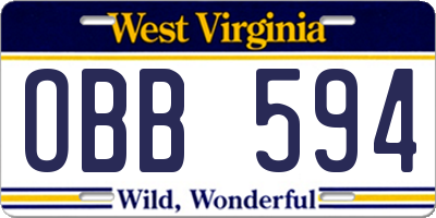 WV license plate OBB594