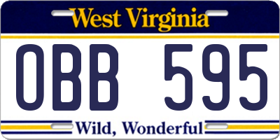 WV license plate OBB595