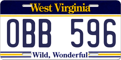 WV license plate OBB596