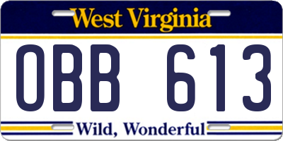 WV license plate OBB613