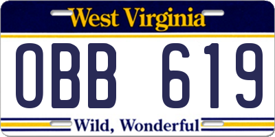 WV license plate OBB619
