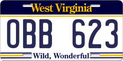 WV license plate OBB623