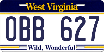 WV license plate OBB627