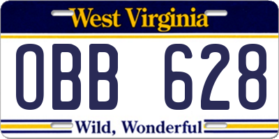 WV license plate OBB628