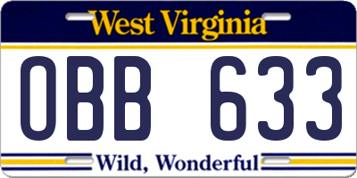 WV license plate OBB633