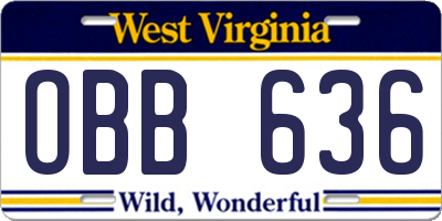 WV license plate OBB636