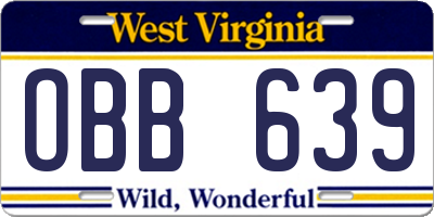 WV license plate OBB639