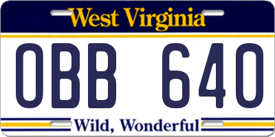 WV license plate OBB640