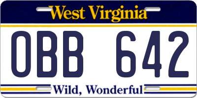 WV license plate OBB642