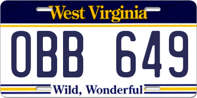 WV license plate OBB649