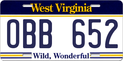 WV license plate OBB652