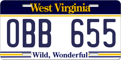 WV license plate OBB655