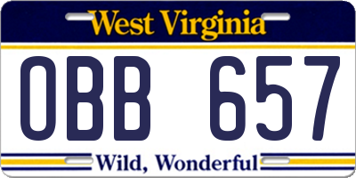 WV license plate OBB657