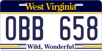 WV license plate OBB658