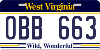 WV license plate OBB663