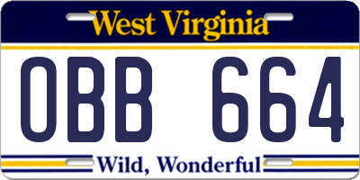 WV license plate OBB664