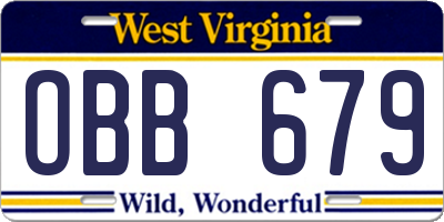 WV license plate OBB679