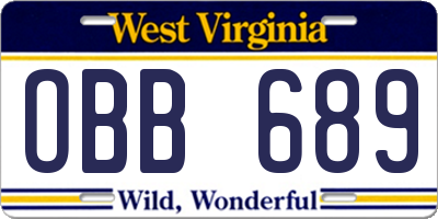 WV license plate OBB689