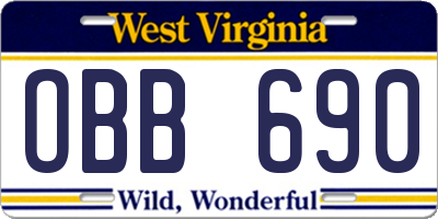 WV license plate OBB690