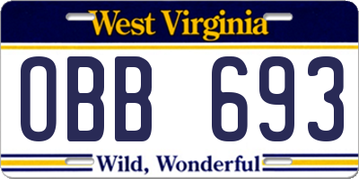 WV license plate OBB693