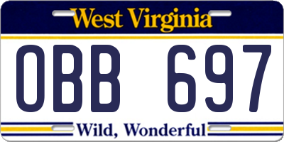 WV license plate OBB697