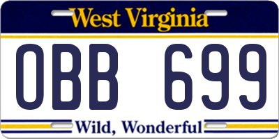 WV license plate OBB699