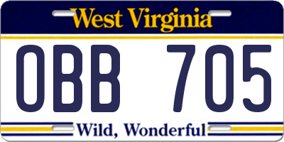 WV license plate OBB705