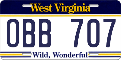 WV license plate OBB707