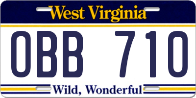 WV license plate OBB710