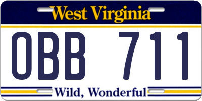 WV license plate OBB711