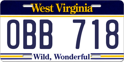 WV license plate OBB718
