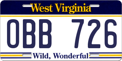 WV license plate OBB726