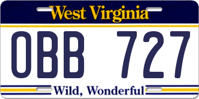 WV license plate OBB727