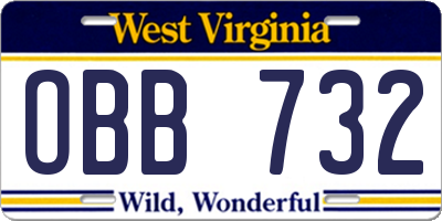 WV license plate OBB732