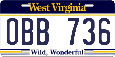 WV license plate OBB736