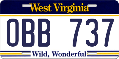 WV license plate OBB737