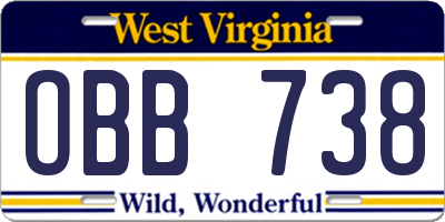 WV license plate OBB738